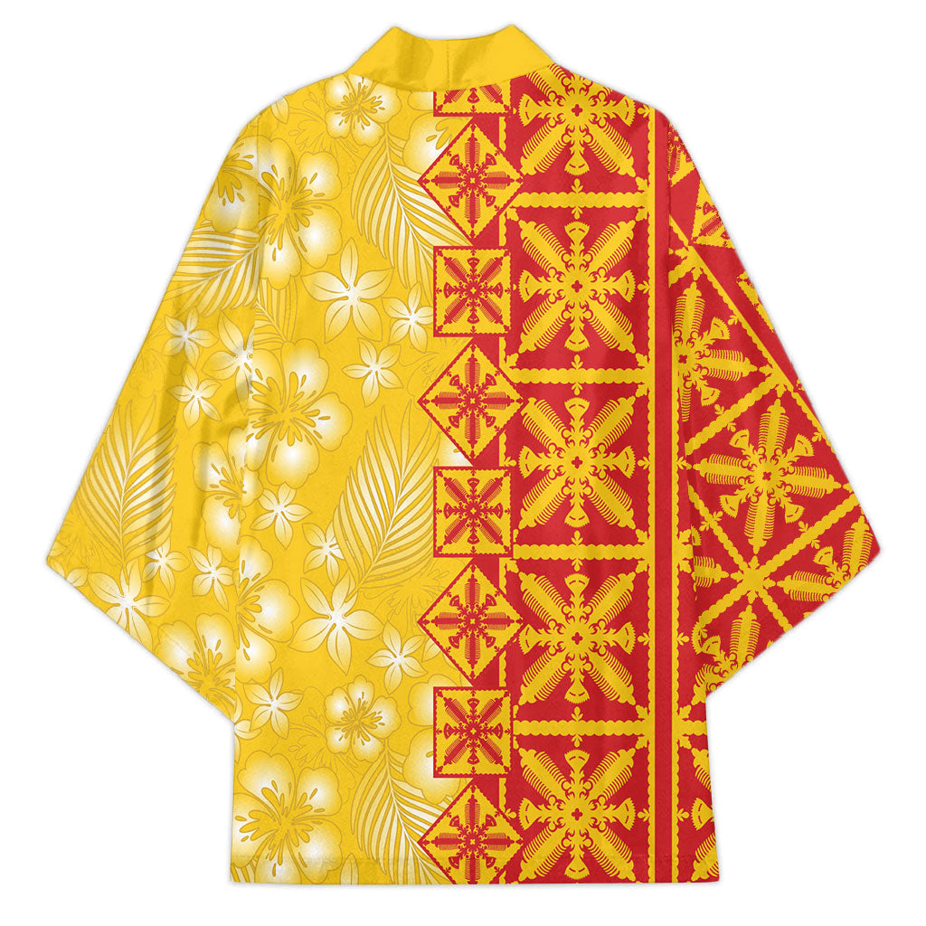 Kahili Quilt Hawaii Kimono Tropical Flower Seamless Half Style