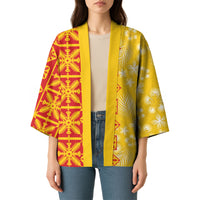 Kahili Quilt Hawaii Kimono Tropical Flower Seamless Half Style