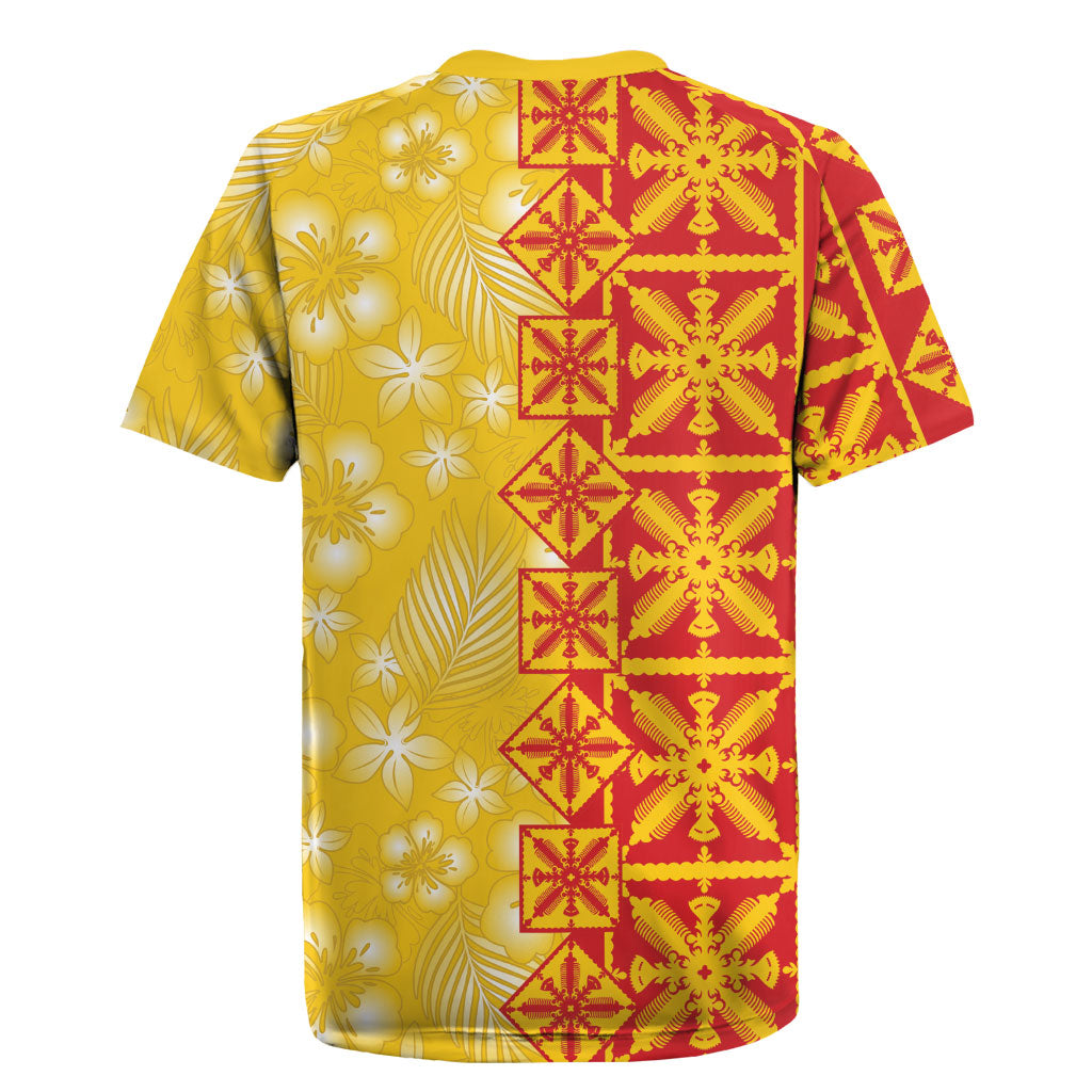 Kahili Quilt Hawaii Rugby Jersey Tropical Flower Seamless Half Style LT14 - Polynesian Pride