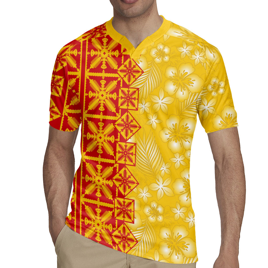 Kahili Quilt Hawaii Rugby Jersey Tropical Flower Seamless Half Style LT14 - Polynesian Pride