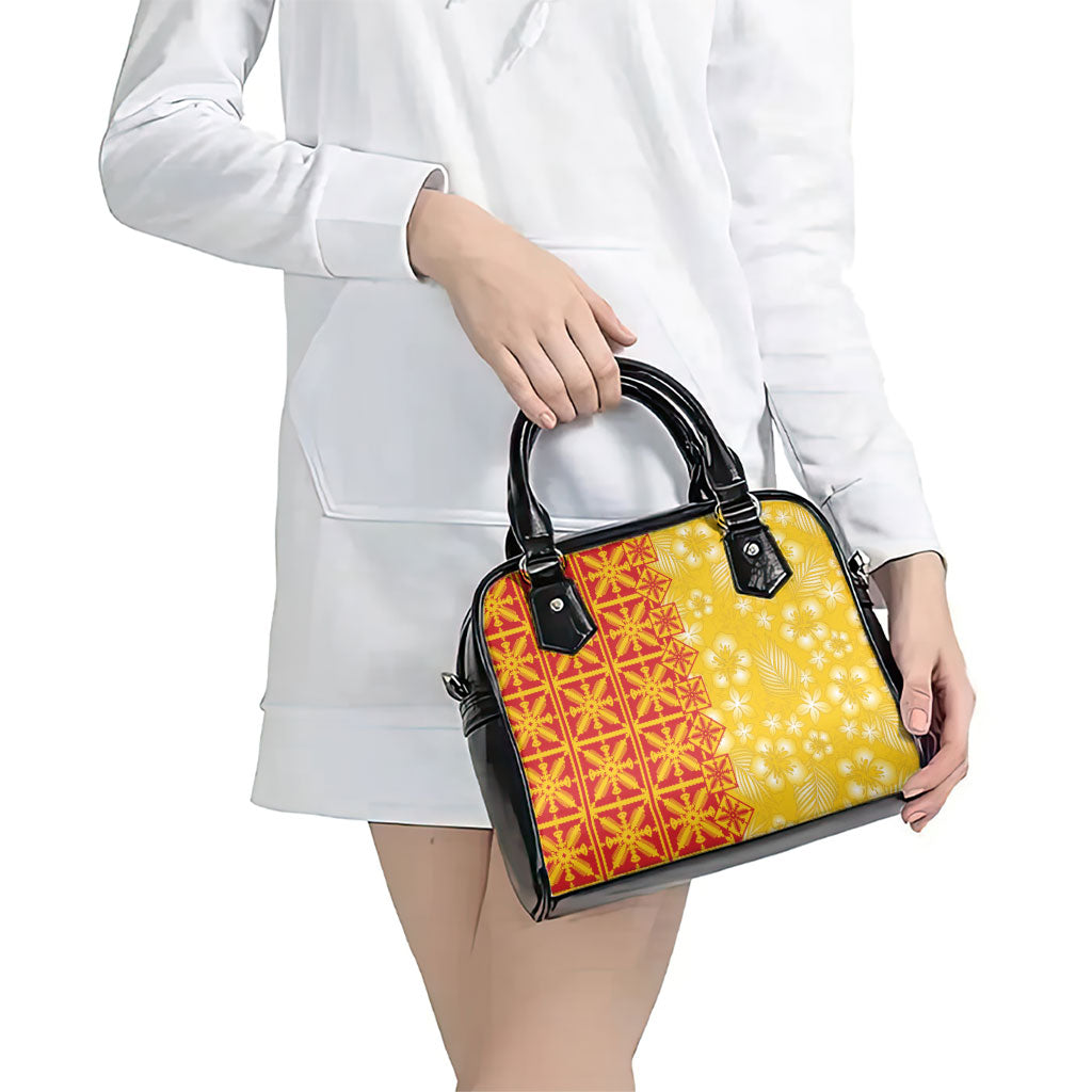 Kahili Quilt Hawaii Shoulder Handbag Tropical Flower Seamless Half Style