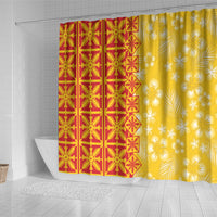 Kahili Quilt Hawaii Shower Curtain Tropical Flower Seamless Half Style
