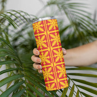 Kahili Quilt Hawaii Skinny Tumbler Tropical Flower Seamless Half Style