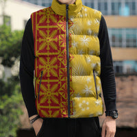 Kahili Quilt Hawaii Sleeveless Puffer Jacket Tropical Flower Seamless Half Style LT14 - Polynesian Pride