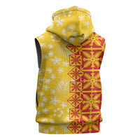 Kahili Quilt Hawaii Sleeveless Zip Hoodie Tropical Flower Seamless Half Style LT14 - Polynesian Pride