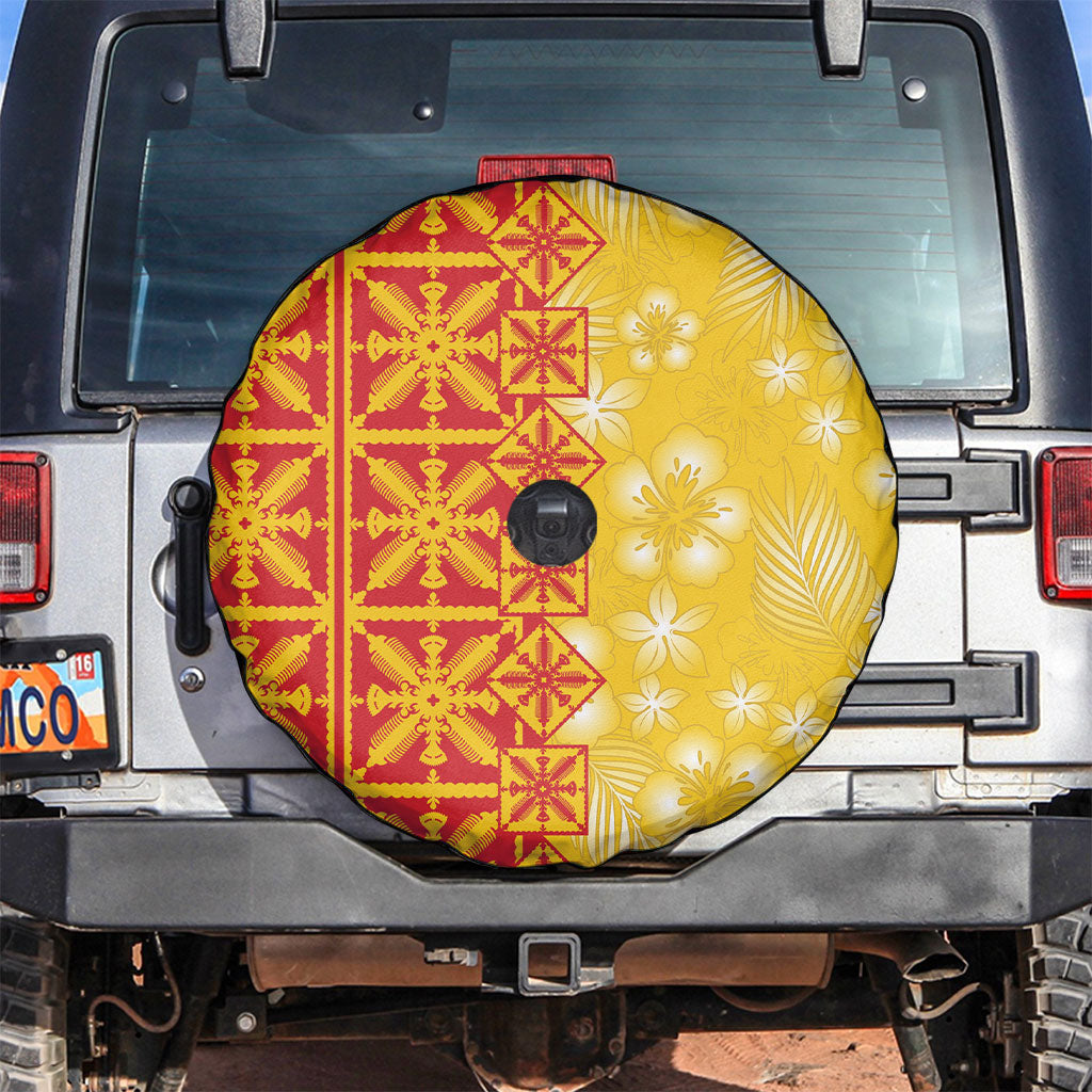 Kahili Quilt Hawaii Spare Tire Cover Tropical Flower Seamless Half Style