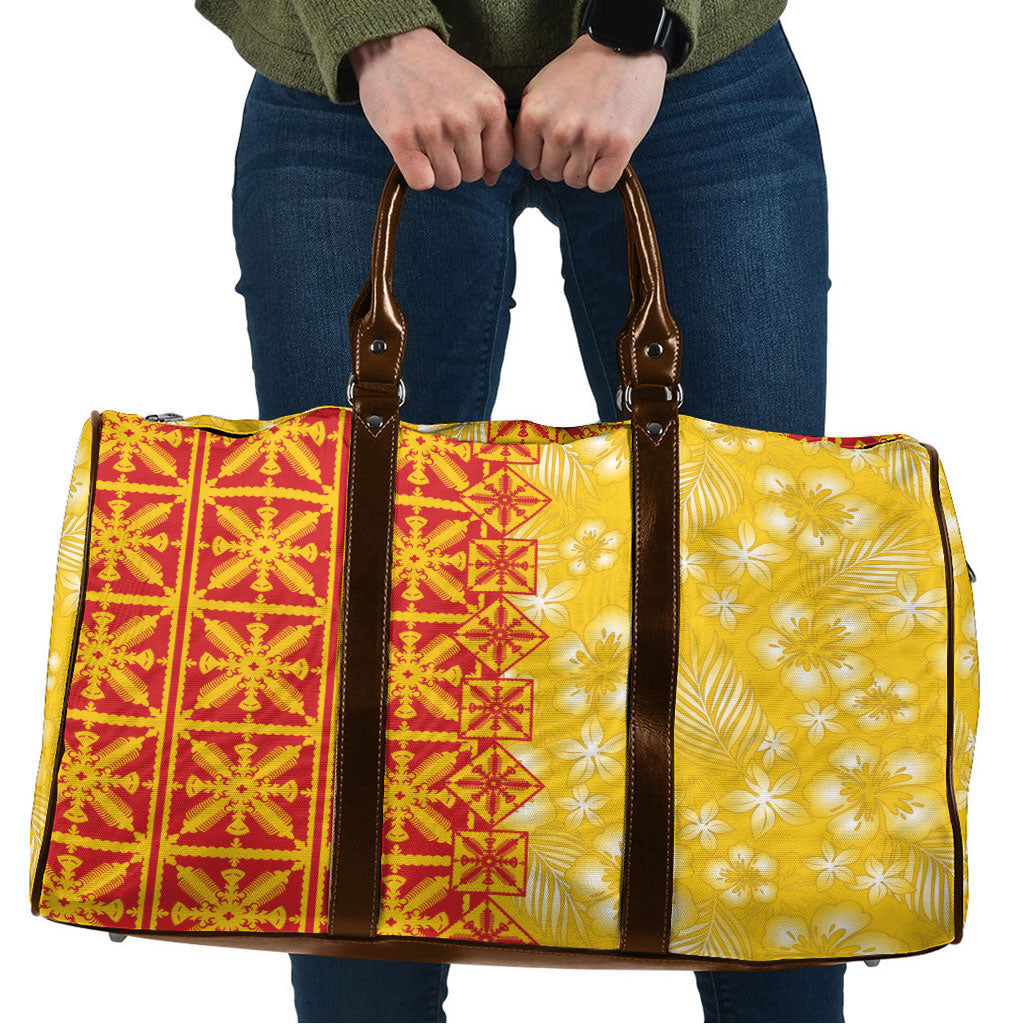 Kahili Quilt Hawaii Travel Bag Tropical Flower Seamless Half Style LT14 Yellow - Polynesian Pride