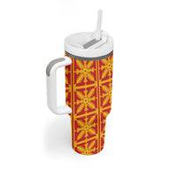 Kahili Quilt Hawaii Tumbler With Handle Tropical Flower Seamless Half Style
