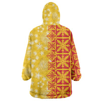 Kahili Quilt Hawaii Wearable Blanket Hoodie Tropical Flower Seamless Half Style LT14 - Polynesian Pride