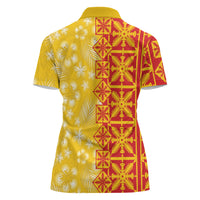 Kahili Quilt Hawaii Women Polo Shirt Tropical Flower Seamless Half Style