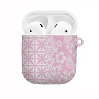 Pastel Pink Kahili Quilt Hawaii AirPods Case Tropical Flower Seamless Half Style