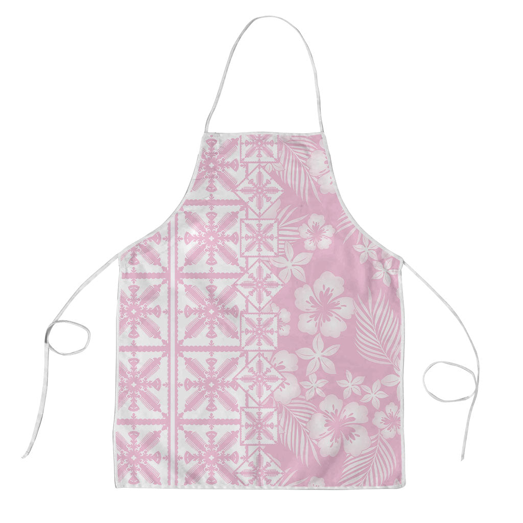 Pastel Pink Kahili Quilt Hawaii Apron Tropical Flower Seamless Half Style LT14 Pink - Polynesian Pride