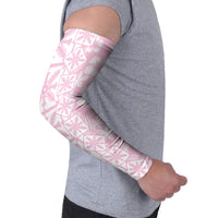 Pastel Pink Kahili Quilt Hawaii Arm Sleeves Tropical Flower Seamless Half Style