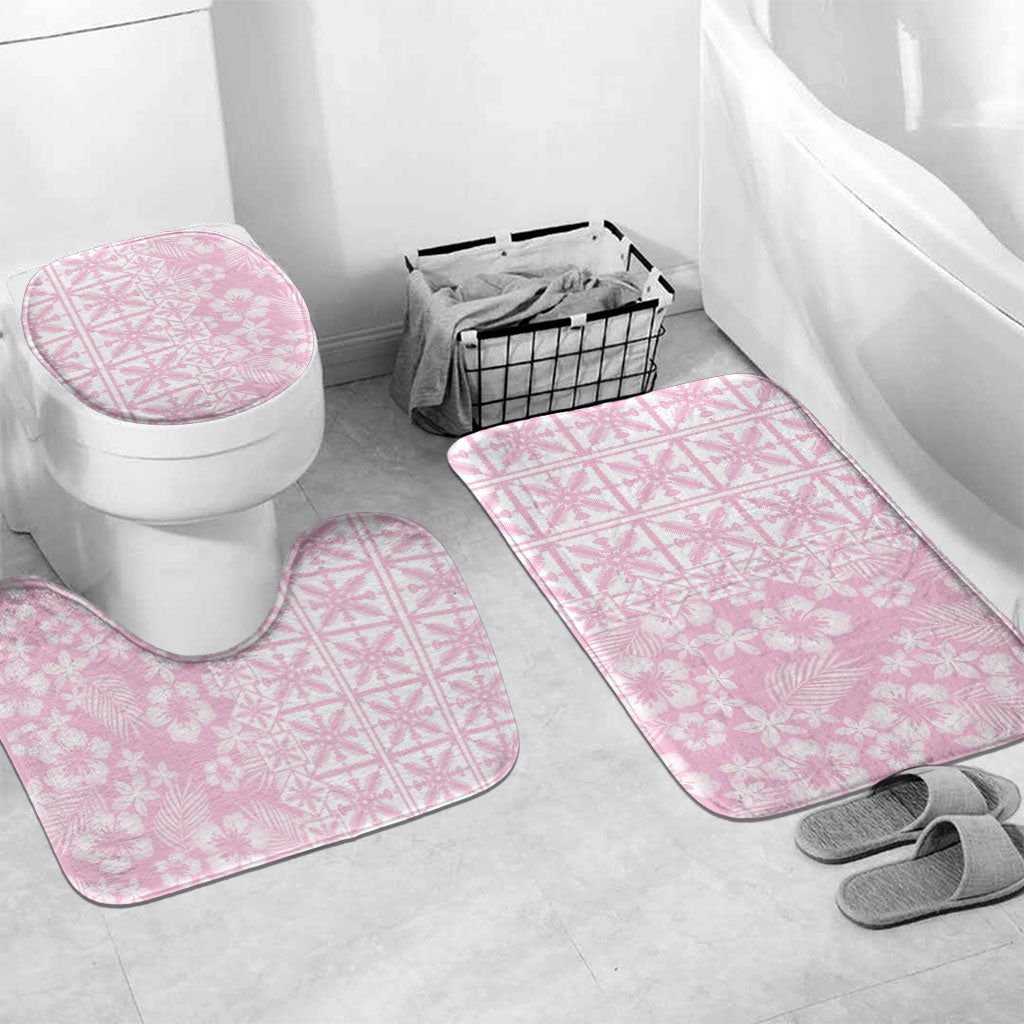 Pastel Pink Kahili Quilt Hawaii Bathroom Set Tropical Flower Seamless Half Style