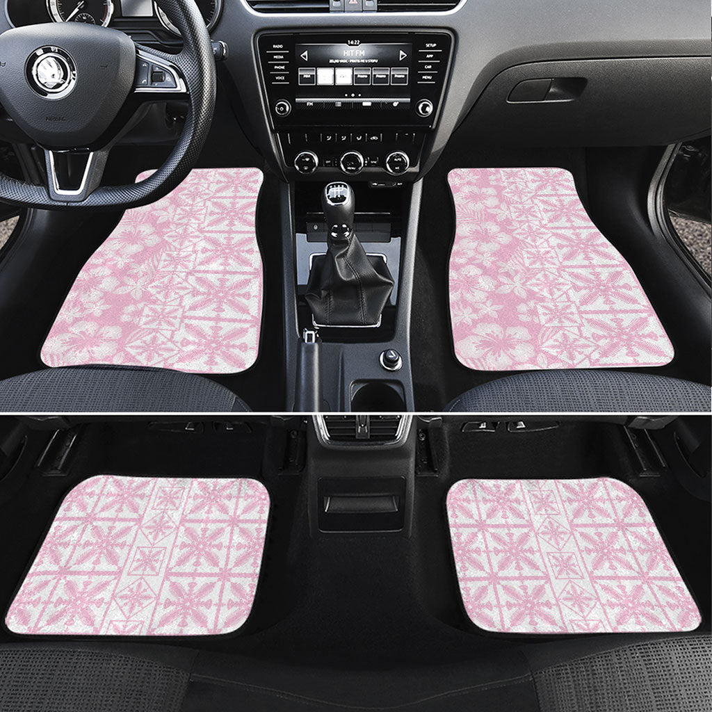 Pastel Pink Kahili Quilt Hawaii Car Mats Tropical Flower Seamless Half Style LT14 Set 4pcs Pink - Polynesian Pride
