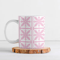 Pastel Pink Kahili Quilt Hawaii Ceramic Mug Tropical Flower Seamless Half Style LT14 Pink - Polynesian Pride