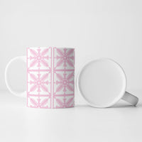 Pastel Pink Kahili Quilt Hawaii Ceramic Mug Tropical Flower Seamless Half Style LT14 - Polynesian Pride