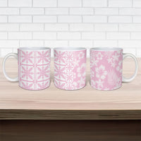 Pastel Pink Kahili Quilt Hawaii Ceramic Mug Tropical Flower Seamless Half Style LT14 - Polynesian Pride