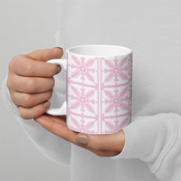 Pastel Pink Kahili Quilt Hawaii Ceramic Mug Tropical Flower Seamless Half Style LT14 - Polynesian Pride
