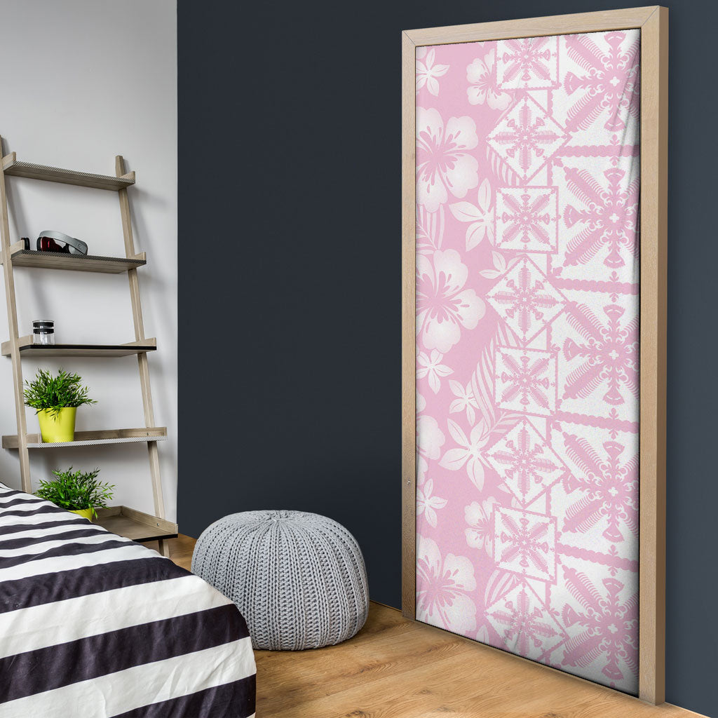 Pastel Pink Kahili Quilt Hawaii Door Cover Tropical Flower Seamless Half Style LT14 - Polynesian Pride