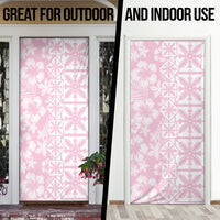Pastel Pink Kahili Quilt Hawaii Door Cover Tropical Flower Seamless Half Style LT14 - Polynesian Pride