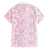 Pastel Pink Kahili Quilt Hawaii Family Matching Mermaid Dress and Hawaiian Shirt Tropical Flower Seamless Half Style LT14 - Polynesian Pride