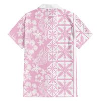 Pastel Pink Kahili Quilt Hawaii Family Matching Summer Maxi Dress and Hawaiian Shirt Tropical Flower Seamless Half Style LT14 - Polynesian Pride