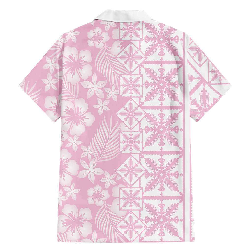 Pastel Pink Kahili Quilt Hawaii Family Matching Tank Maxi Dress and Hawaiian Shirt Tropical Flower Seamless Half Style LT14 - Polynesian Pride
