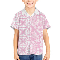 Pastel Pink Kahili Quilt Hawaii Hawaiian Shirt Tropical Flower Seamless Half Style
