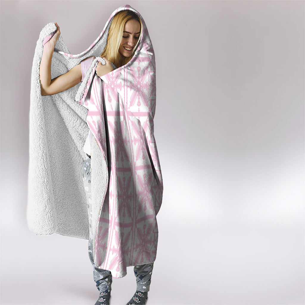 Pastel Pink Kahili Quilt Hawaii Hooded Blanket Tropical Flower Seamless Half Style