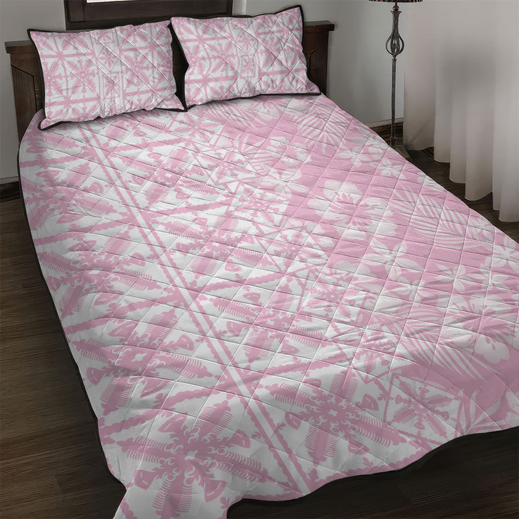 Pastel Pink Kahili Quilt Hawaii Quilt Bed Set Tropical Flower Seamless Half Style LT14 Pink - Polynesian Pride