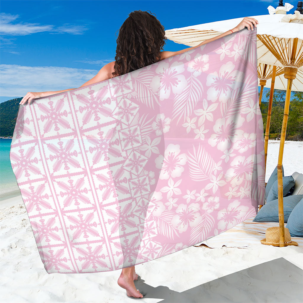 Pastel Pink Kahili Quilt Hawaii Sarong Tropical Flower Seamless Half Style LT14 One Size 44 x 66 inches Pink - Polynesian Pride
