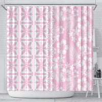 Pastel Pink Kahili Quilt Hawaii Shower Curtain Tropical Flower Seamless Half Style LT14 - Polynesian Pride