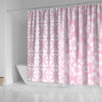Pastel Pink Kahili Quilt Hawaii Shower Curtain Tropical Flower Seamless Half Style LT14 - Polynesian Pride