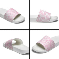 Pastel Pink Kahili Quilt Hawaii Slide Sandals Tropical Flower Seamless Half Style