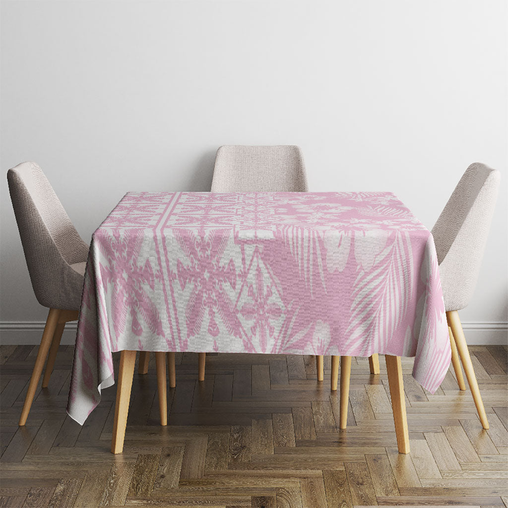 Pastel Pink Kahili Quilt Hawaii Tablecloth Tropical Flower Seamless Half Style LT14 - Polynesian Pride