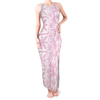 Pastel Pink Kahili Quilt Hawaii Tank Maxi Dress Tropical Flower Seamless Half Style