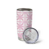 Pastel Pink Kahili Quilt Hawaii Tumbler Cup Tropical Flower Seamless Half Style