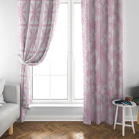 Pastel Pink Kahili Quilt Hawaii Window Curtain Tropical Flower Seamless Half Style