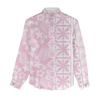 Pastel Pink Kahili Quilt Hawaii Women Casual Shirt Tropical Flower Seamless Half Style LT14 - Polynesian Pride