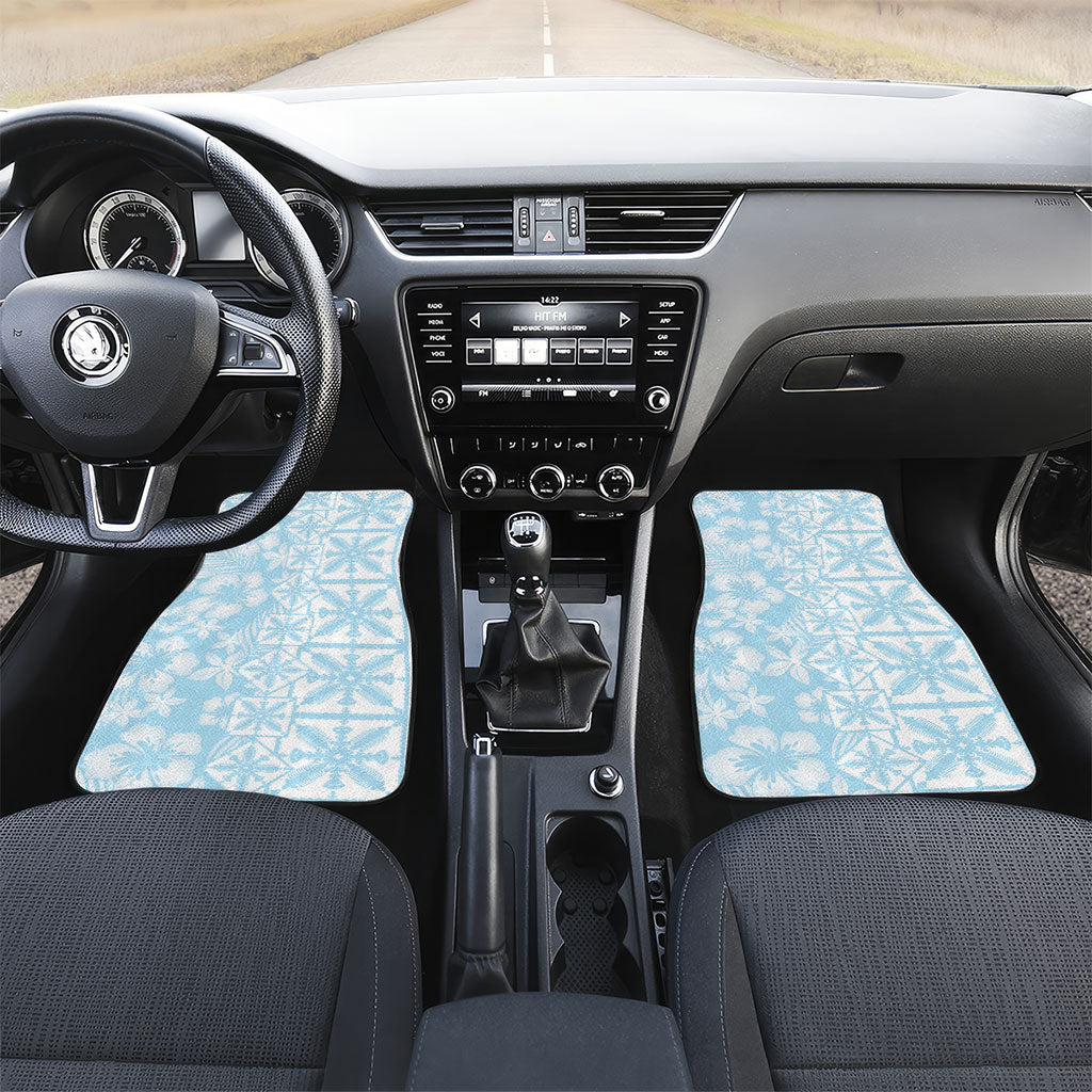 Pastel Blue Kahili Quilt Hawaii Car Mats Tropical Flower Seamless Half Style