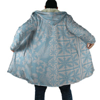 Pastel Blue Kahili Quilt Hawaii Cloak Tropical Flower Seamless Half Style