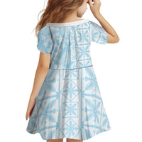 Pastel Blue Kahili Quilt Hawaii Family Matching Summer Maxi Dress and Hawaiian Shirt Tropical Flower Seamless Half Style LT14 - Polynesian Pride