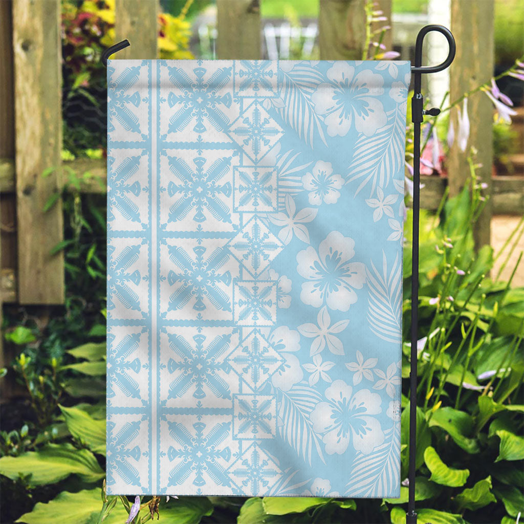 Pastel Blue Kahili Quilt Hawaii Garden Flag Tropical Flower Seamless Half Style