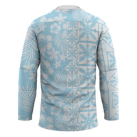 Pastel Blue Kahili Quilt Hawaii Hockey Jersey Tropical Flower Seamless Half Style LT14 - Polynesian Pride
