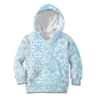 Pastel Blue Kahili Quilt Hawaii Kid Hoodie Tropical Flower Seamless Half Style LT14 Hoodie Blue - Polynesian Pride
