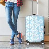 Pastel Blue Kahili Quilt Hawaii Luggage Cover Tropical Flower Seamless Half Style LT14 - Polynesian Pride