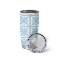 Pastel Blue Kahili Quilt Hawaii Tumbler Cup Tropical Flower Seamless Half Style LT14 - Polynesian Pride