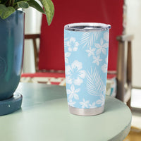 Pastel Blue Kahili Quilt Hawaii Tumbler Cup Tropical Flower Seamless Half Style LT14 - Polynesian Pride