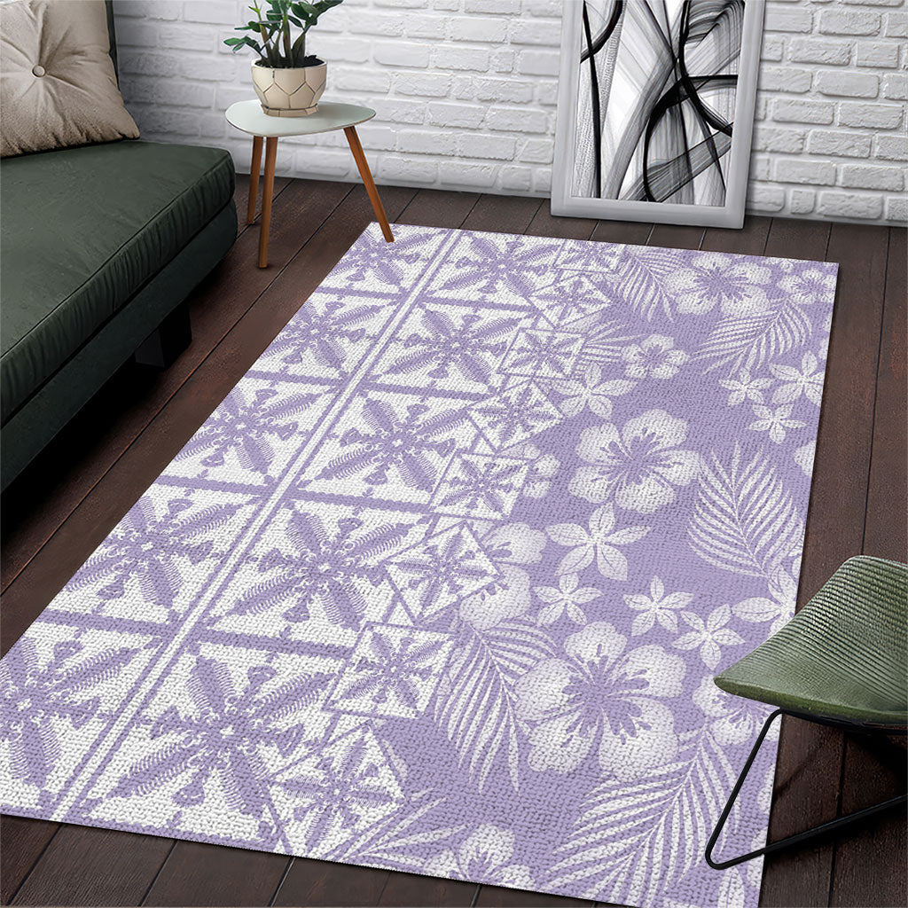 Pastel Purple Kahili Quilt Hawaii Area Rug Tropical Flower Seamless Half Style LT14 Purple - Polynesian Pride